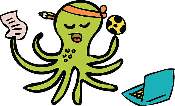 Gambling Octopus vector art illustration