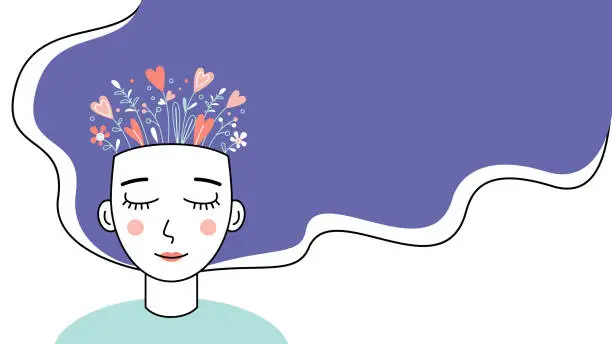 Vector illustration of Woman with flowers from her head