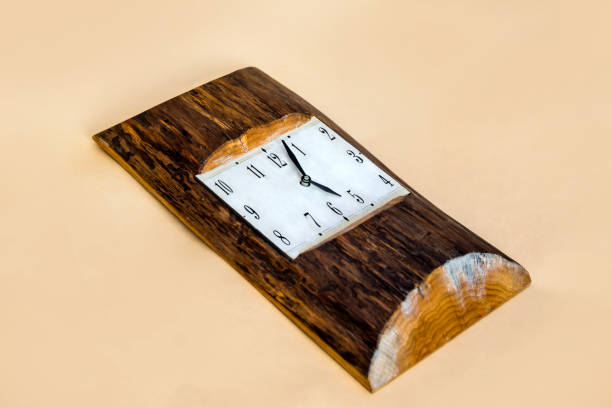 istock Vintage wooden wall clock. five hours. Beautiful big watch. 1638418534