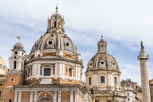 Vatican City, Vatican City State - August 21, 2008: St. Peter's Basilica at sunset from Via della Conciliazione. Vatican City State. Rome, Italy.