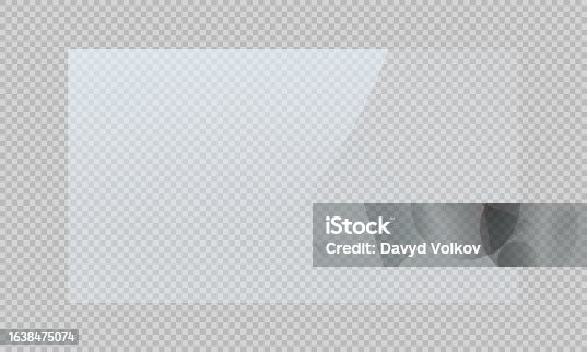 istock Transparent shiny glass plate vector illustration on a transparent background 1638475074