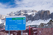 Information sign for the Sella Ronda, Dolomites, South Tyrol, Italy