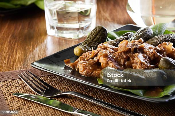 Pork Loin With Mushroom Sauce Stock Photo - Download Image Now - 2013, Cooked, Cucumber