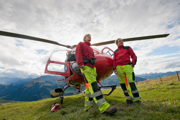 istock paramedics in front of rescue helicopter 163851545