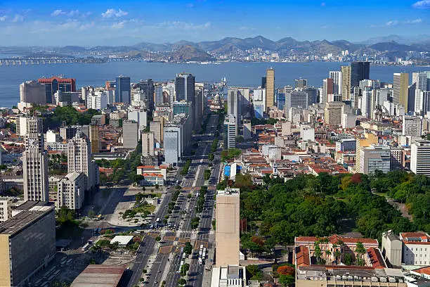 President Vargas Ave., Santana Park, Guanabara Bay and Niteroi in the background