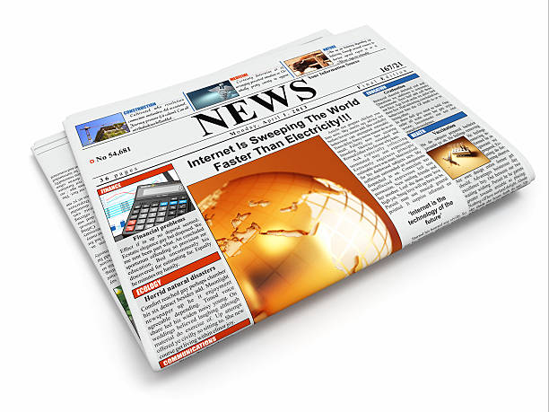 istock News. Folded newspaper on white isolated background 163854288
