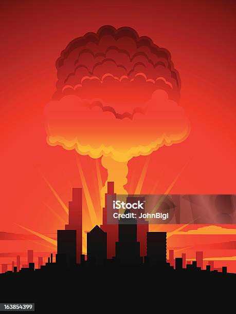 Mushroom Cloud And City Stock Illustration - Download Image Now - City, Mushroom Cloud, Aggression