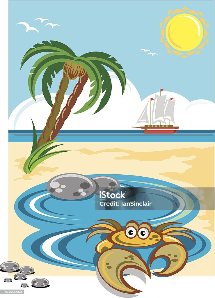 Kreskówka, Krab na plaży rock basen - Grafika wektorowa royalty-free (Basen pływowy)
