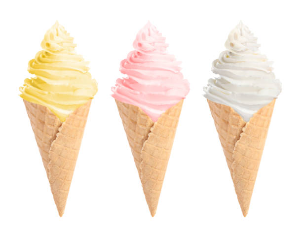 istock Ice cream in different flavors isolated on white. Soft serve 1638544939