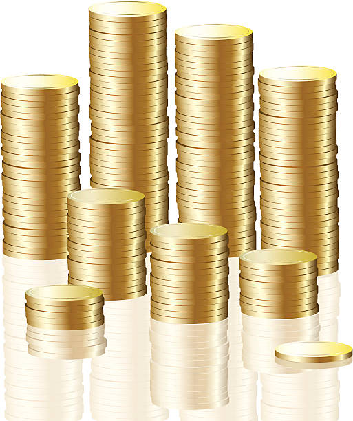 gold coin stack vector art illustration