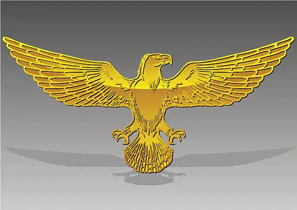 Vector illustration of golden emboss eagle vector