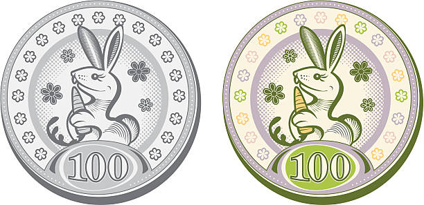 Easter Rabbit Coins vector art illustration