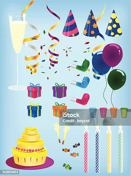 Party Mix Stock Illustration - Download Image Now - Cartoon, Party Hat, Balloon