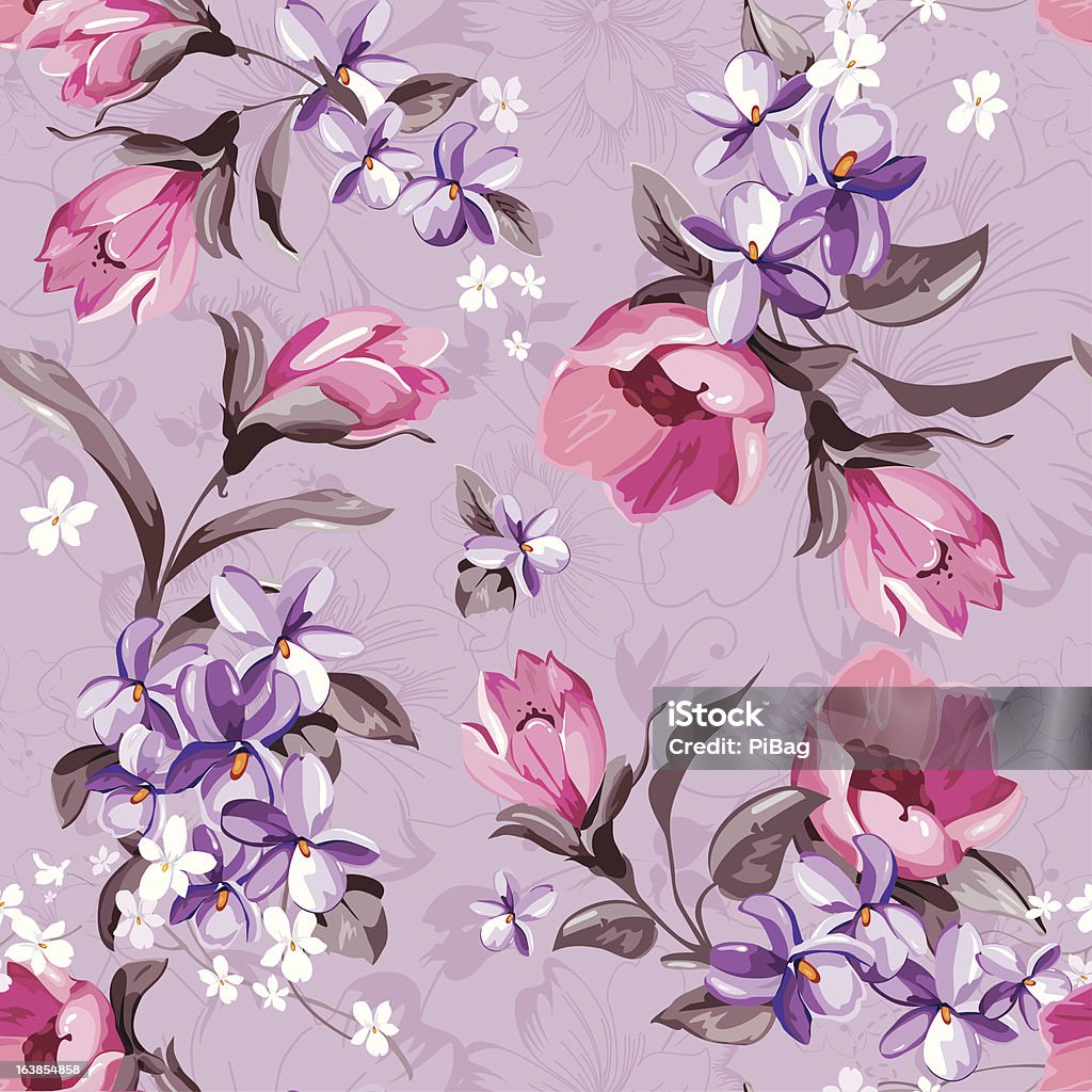 Elegance Seamless wallpaper pattern with of pink flowers "Elegance Seamless wallpaper pattern with of pink flowers on violet background, floral vector illustration" Abstract stock vector