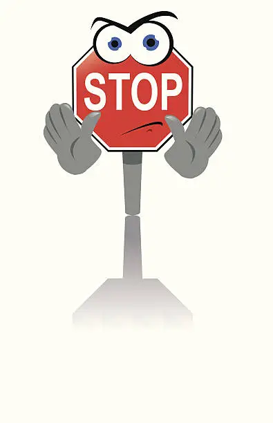 Vector illustration of Angry Stop Sign