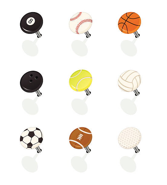 Sports Thumb Tack Push Pins vector art illustration