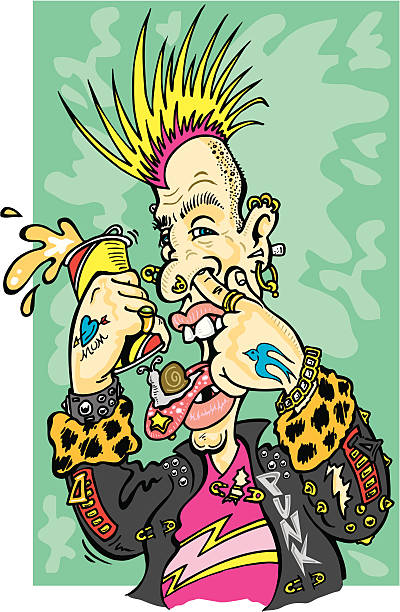 Punk Rocker Cartoon of crazy Punk Rocker ian stock illustrations