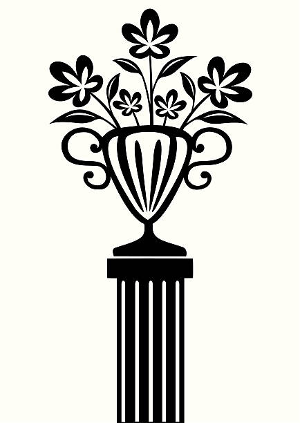 Urn with flowers Urn with flowers art deco vase stock illustrations