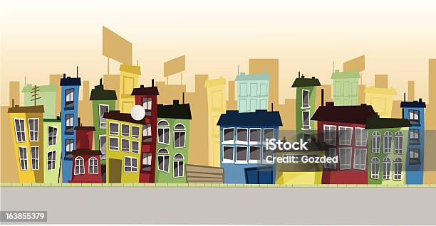 Cartoon Street Stock Illustration - Download Image Now - Basement, Building Exterior, Built Structure