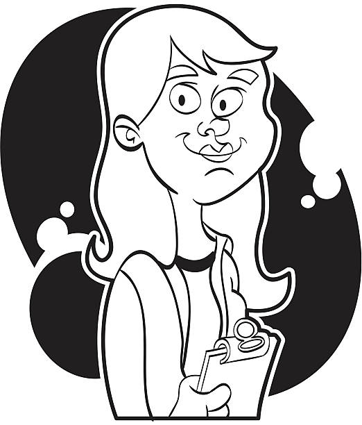 Girl with Clipboard vector art illustration