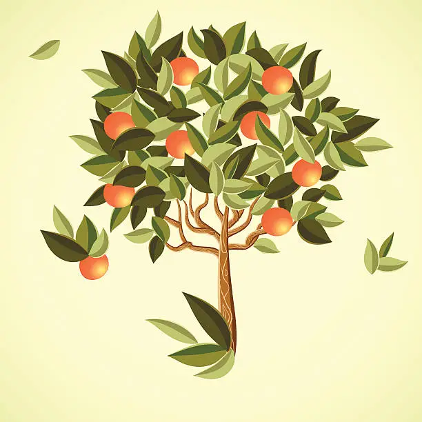 Vector illustration of Orange tree background