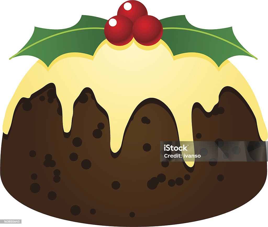 delicious Xmas fruitcake pudding dessert Christmas Pudding stock vector
