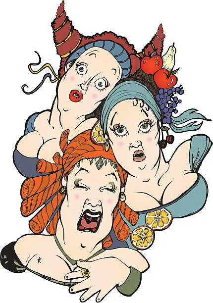 Vector illustration of Divas/ female opera singers