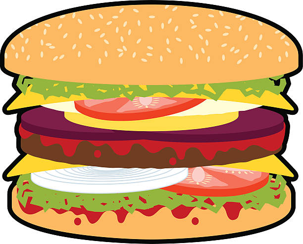 Succosa big hamburger di manzo - illustrazione arte vettoriale