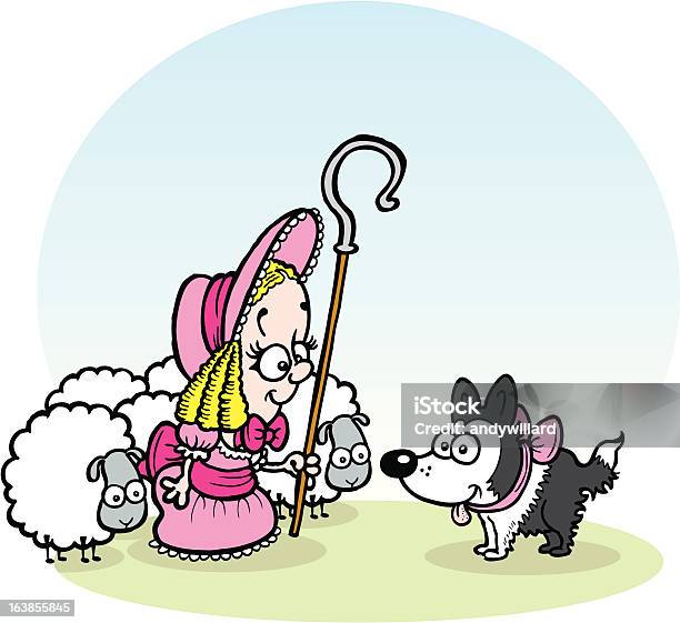 Little Bo Peep Und Ein Schäferhund Stock Vektor Art und mehr Bilder von Border-Collie - Border-Collie, Bühnenkostüm, Comic - Kunstwerk