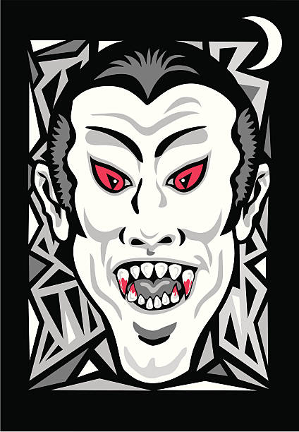 VAMPIRE FACE Vampire face on decorative background ian stock illustrations