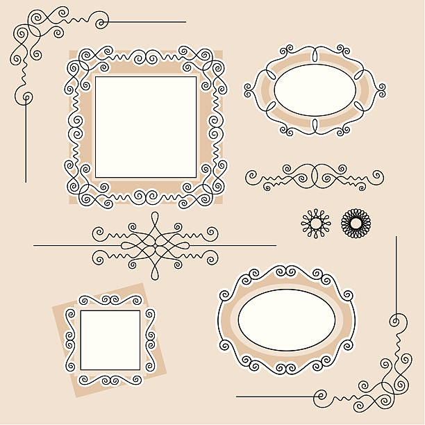 set vintage ornaments and frames vector art illustration