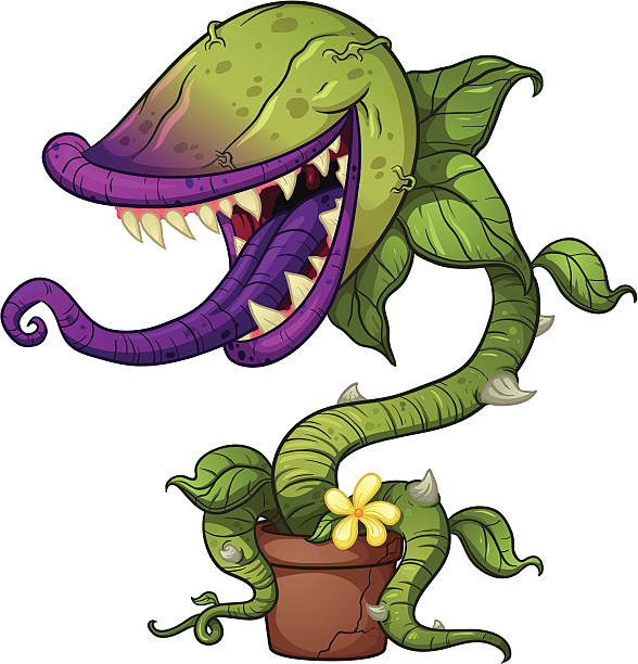 Carnivorous plant Cartoon carnivorous plant. Vector illustration with simple gradients. All in a single layer. carnivorous stock illustrations