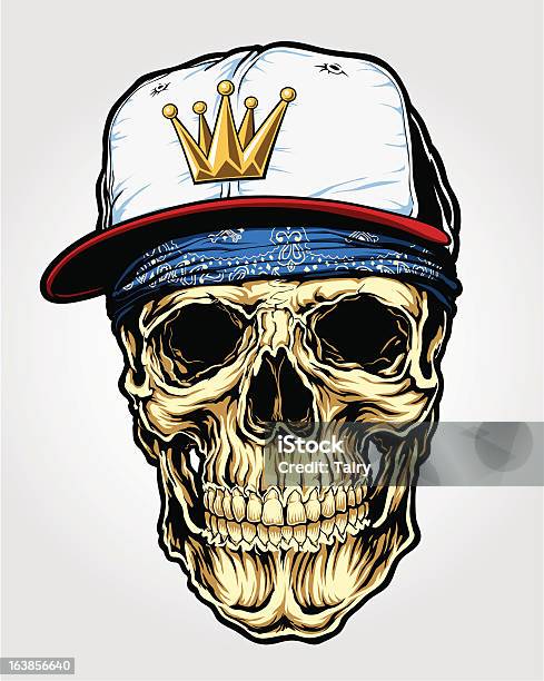 Skull With Bandana And Cap Stock Illustration - Download Image Now - Hat, Human Skeleton, Bandana