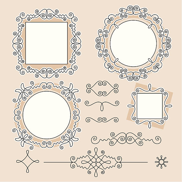 set vintage ornaments and frames vector art illustration