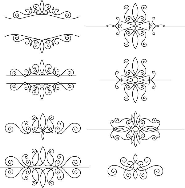 set vintage ornaments vector art illustration