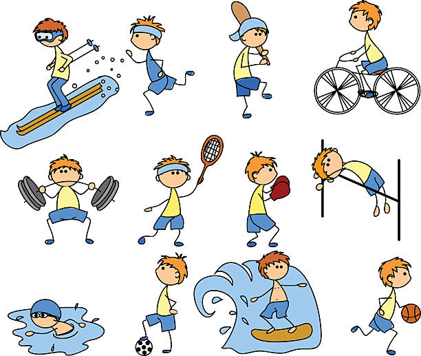 illustrations, cliparts, dessins animés et icônes de santé & de remise en forme - tennis child athlete sport