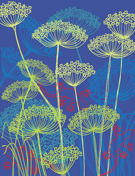 Wild flowers vector art illustration