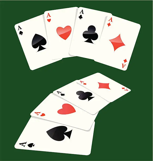 Vector illustration of Four aces playing cards