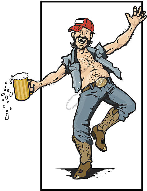 earl w redneck - drunk stock illustrations