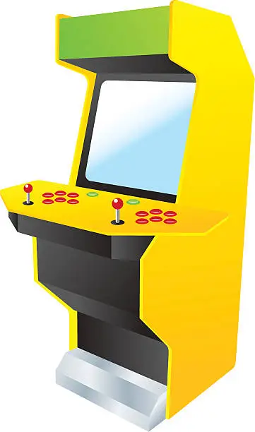 Vector illustration of retro arcade video games machine