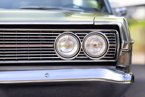 Classic collector car 1960s headlights