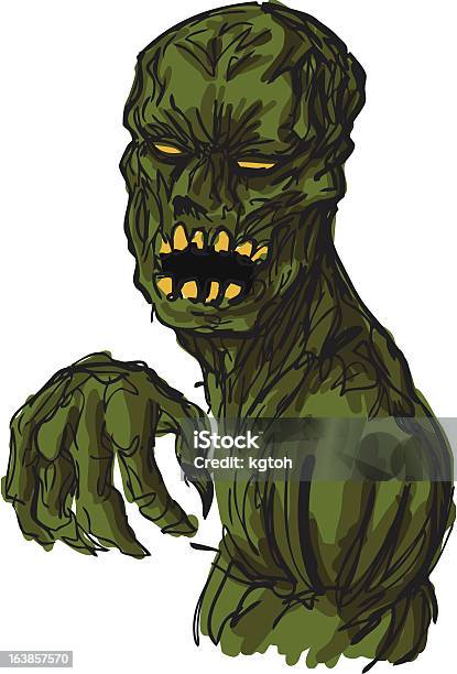 Scary Zombie Undead Ilustração - Arte vetorial de stock e mais imagens de Agressão - Agressão, Animal, Arte Linear