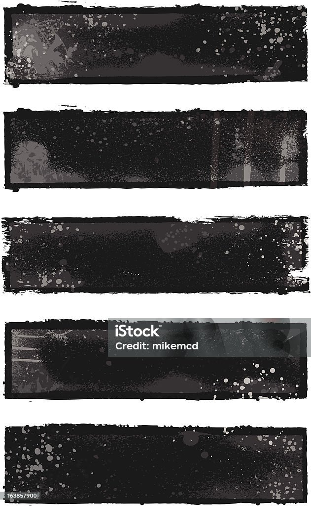 Grunge banners Set of 5 black and gray grunge banner designs. Black Color stock vector