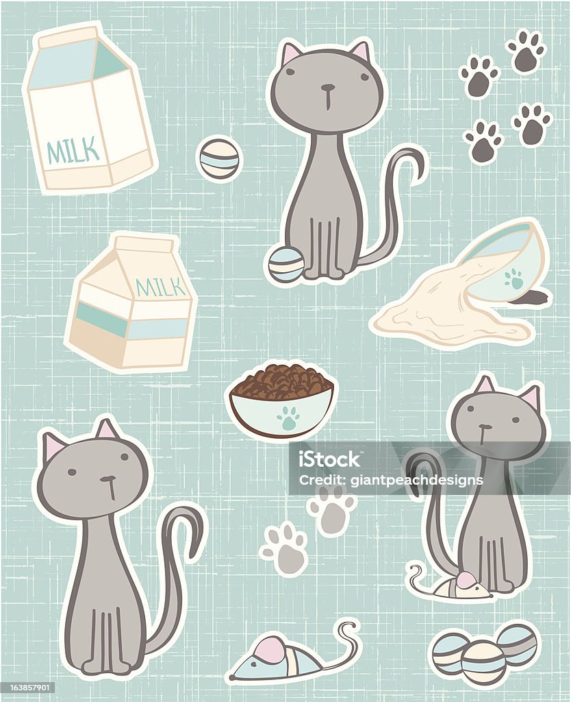 Руки Drawn мальчик кошка значки - Векторная графика Ёмкость для молока роялти-фри