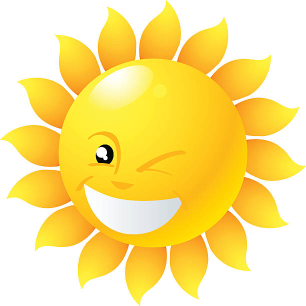 Carina Fare l'occhiolino felice sorridente il sole splende - illustrazione arte vettoriale