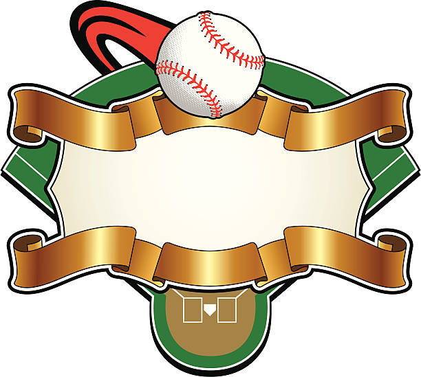 Baseball Field Shield with Ball Baseball Field Shield with Ball baseball diamond softball baseballs backgrounds stock illustrations