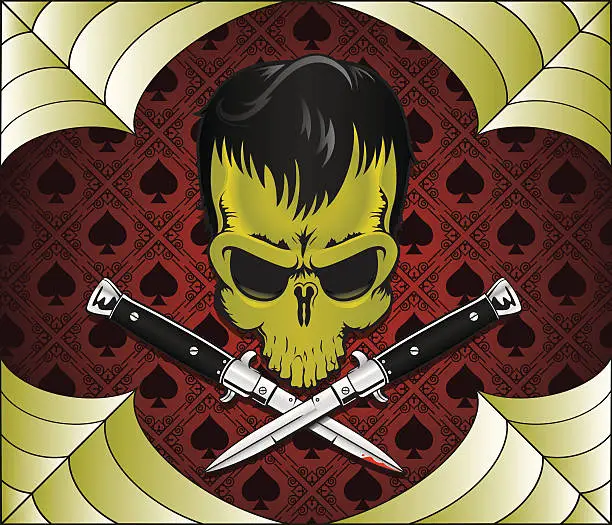 Vector illustration of Skull with Switchblades