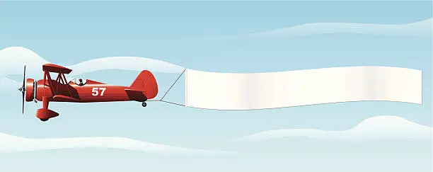 Vector illustration of Biplane with Banner