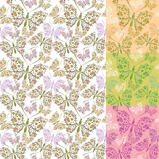 seamless pattern with butterfly vector art illustration