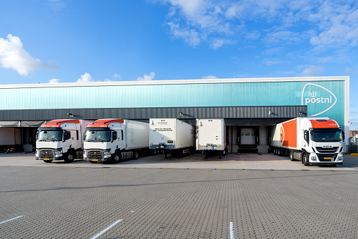 Sassenheim, Netherlands - July 7, 2019: PostNL sorting center